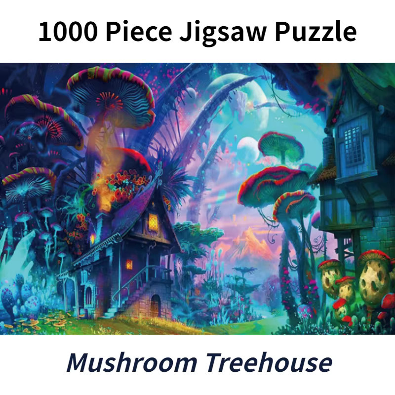 MaxRenard Pilz Baumhaus Landschaftsgemälde Puzzle, 1000 Teile - Bild 3