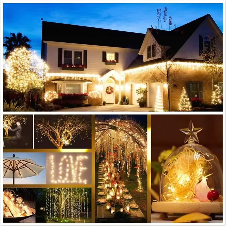ZTree Solar-Lichterkette für den Außenbereich mit warmweißen LED-Leuchten, wasserdicht, 8 Modi, Weiß - Bild 2