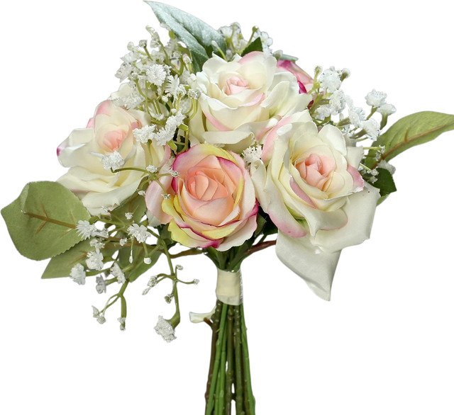 Rosenstrauß Toni von artplants in Weiß und Pink, Höhe: 20 cm - Bild 1