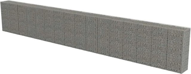 vidaXL Gabionenwand mit Abdeckung aus verzinktem Stahl in Silber und Grau, B/T/H: 900 x 50 x 150 cm - Bild 1