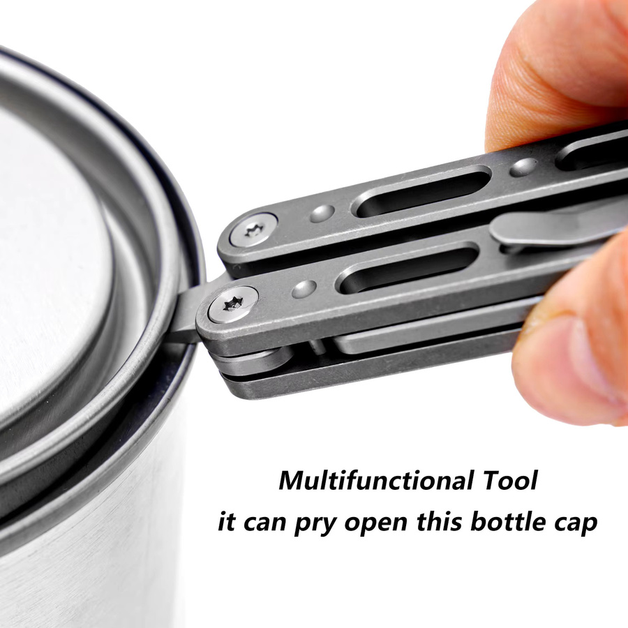 TGZUO Multifunktionales EDC-Werkzeug aus Titanlegierung mit klappbarem Griff und Taschenflaschenöffner für Outdoor-Einsätze - Bild 2