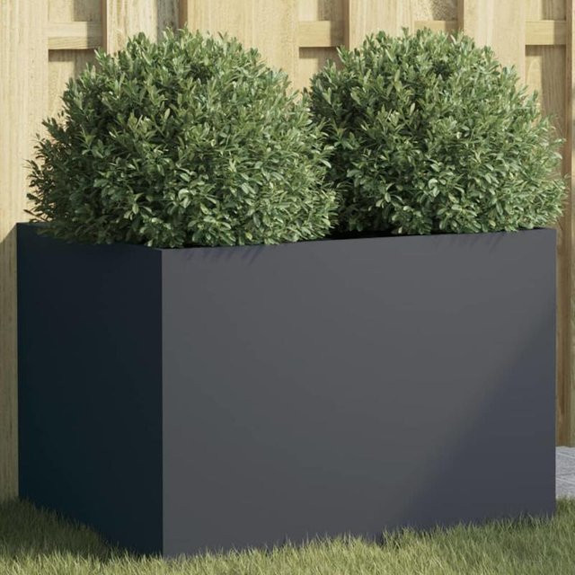 Anthrazitfarbener Pflanzkübel aus Stahl, B/T/H: 62 x 47 x 46 cm - Bild 1