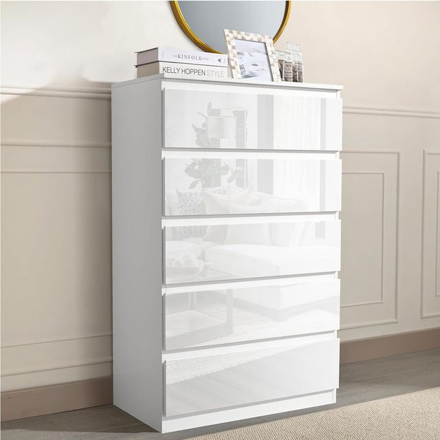 HTI-Living Sideboard Kenji mit 5 Schubladen in Hochglanz Weiß - Bild 1
