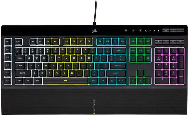 Corsair K55 RGB Pro Gaming-Tastatur mit Zonenbeleuchtung und Gummidome in Schwarz - Bild 1