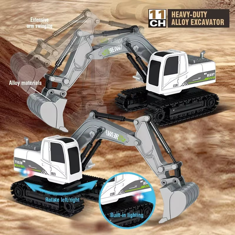 CONUSEA RC-Bagger-Muldenkipper aus Metall im Maßstab 1:24, ferngesteuertes Baufahrzeugmodell mit Licht und Sound in Weiß - Bild 3