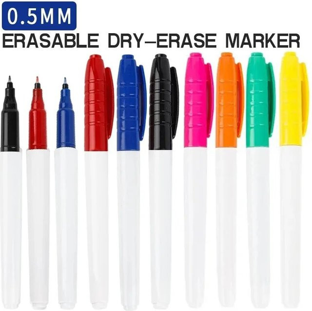 12er Set Whiteboard-Marker mit ultrafeiner Spitze 0,5 mm in 12 Farben für Schule und Büro - Bild 1
