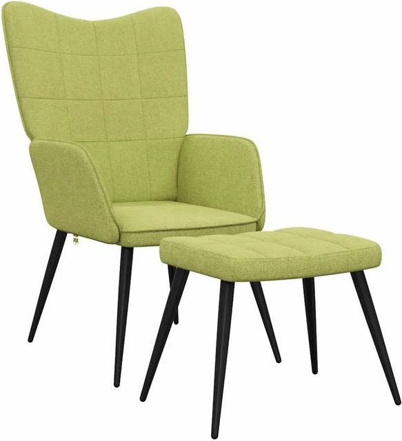 vidaXL Relaxsessel mit Hocker in Grün aus Stoff für Wohnzimmer und Esszimmer - Bild 1