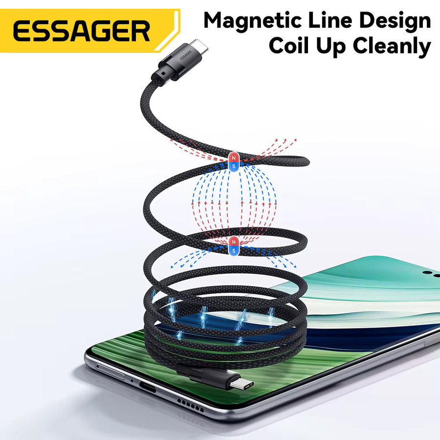 Essager USB C zu C Magnetisches Schnellladekabel 100W Daten- und Ladekabel für iPhone 15, Laptop und Samsung - Bild 2