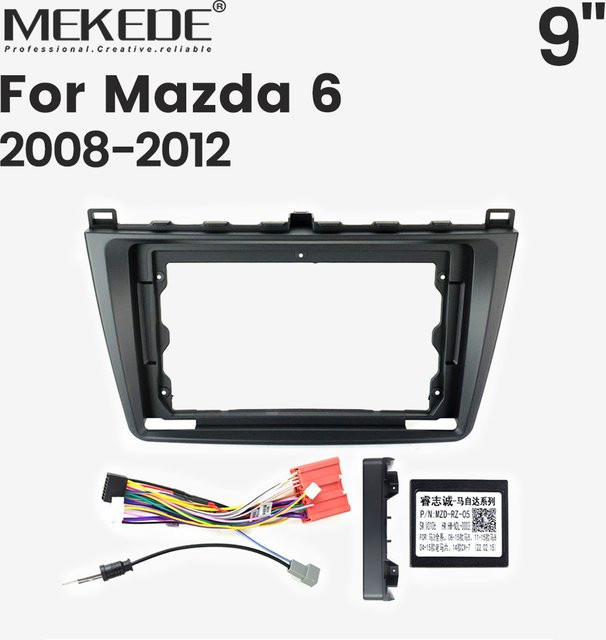 MEKEDE Autoradio Hauptrahmen Lünette Kit für Mazda 6 2008-2014, 9 Zoll Single Frame Armaturenbrett Panel, Schwarz - Bild 1