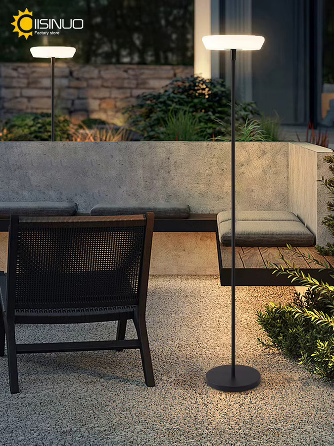 IISINUO Solare Außenstehlampe in Weiß, moderne Gartenleuchte mit IP65 Wasserschutz und warmweißem Licht - Bild 7
