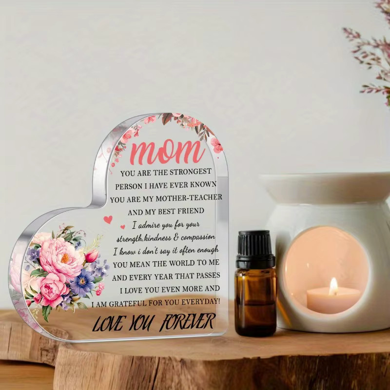 Personalisiertes 2D-Acryl-Namensschild in Herzform mit Blumenmotiv von CIFBUY, Farbe: Weiß - Bild 3