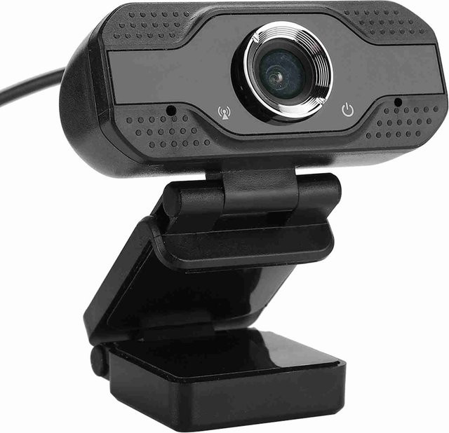 Full HD 1080P Webcam mit Mikrofon in Schwarz für Online-Unterricht, Videoanrufe und Streaming via USB - Bild 1