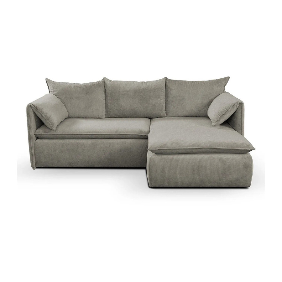 Vente-unique Schlafsofa Teodora in Taupe mit Cord-Bezug und L-Form - Bild 2