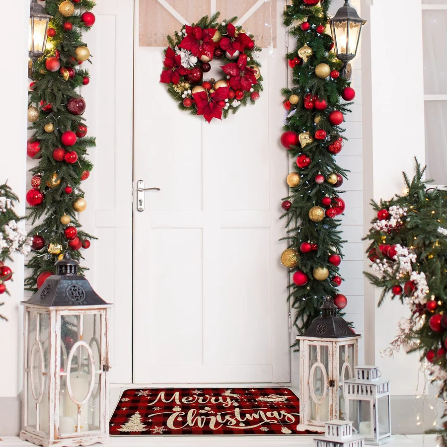 VIKAMA Frohe Weihnachten Fußmatte in Rot für Innen und Außen, B/T: 60 x 40 cm - Bild 3