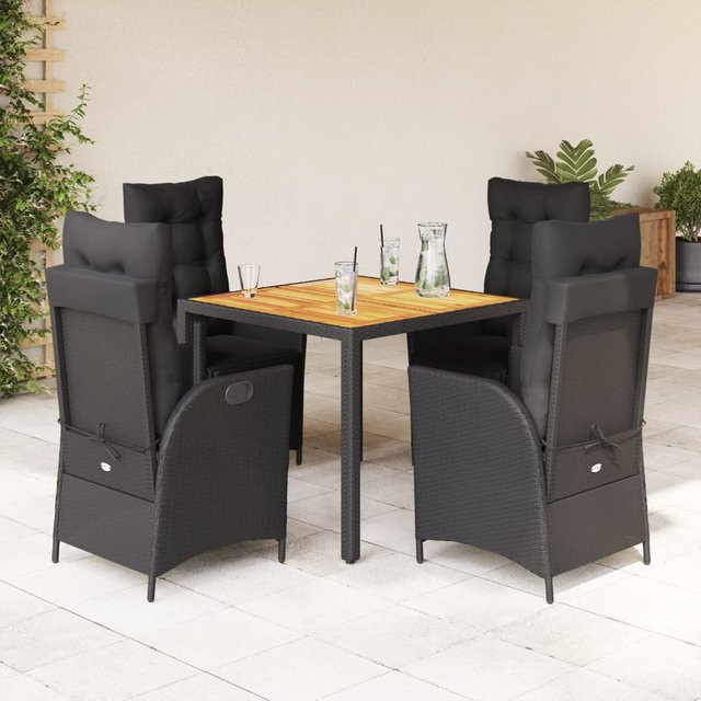 vidaXL Gartenmöbel-Set aus Akazienholz mit Kissen, Schwarz - Bild 2