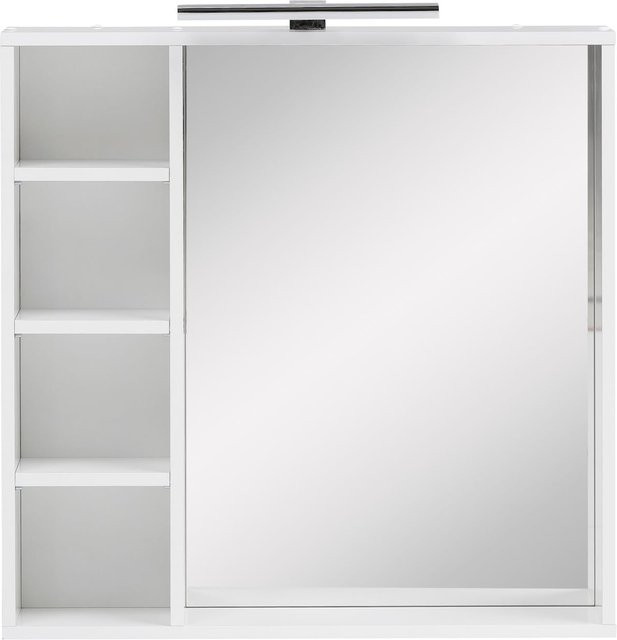 W.Schildmeyer Badmöbel Spiegelschrank mit LED-Beleuchtung und 4 offenen Ablagefächern in modernem Design - Bild 1
