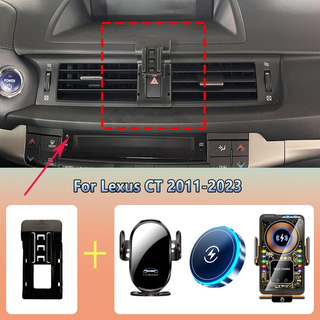 Magnetische MagSafe Auto-Telefonhalterung mit kabelloser Ladefunktion für Lexus CT 200h (2011-2023), Schwarz - Bild 1