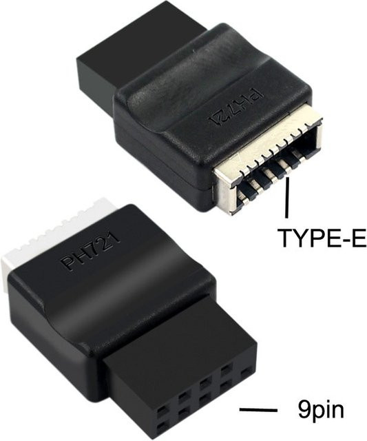OULLX USB-C Riser-Adapter Konverter von USB 2.0 9-Pin Motherboard Header auf Typ E Schlüssel A auf Typ C, Schwarz - Bild 1