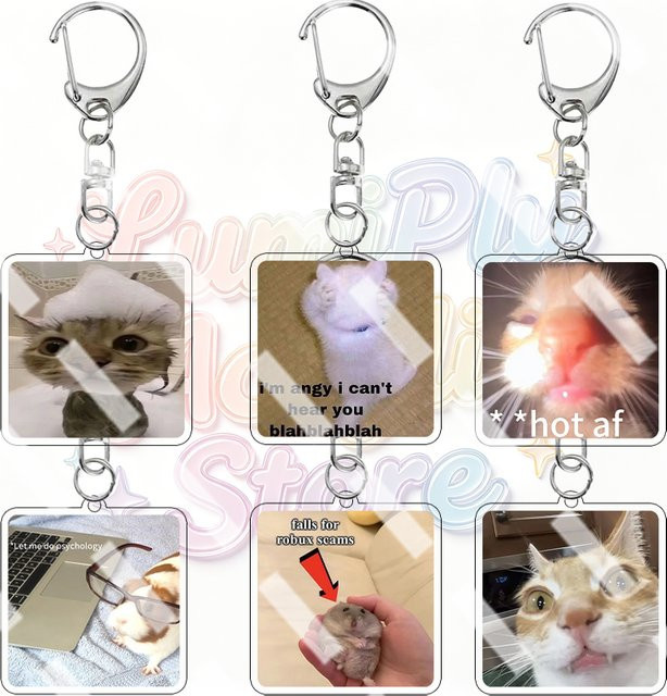 Bandai Schlüsselanhänger Katzen-Meme, Acryl, Unisex - Bild 1