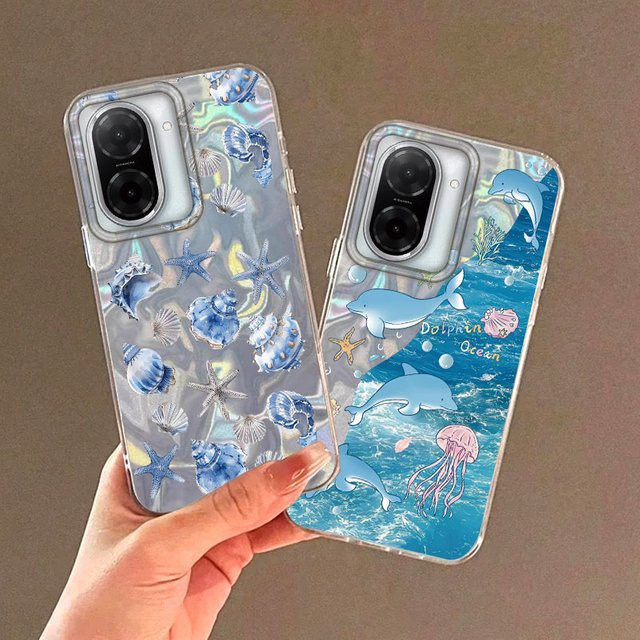 Xiaomi Handyhülle mit Blauer Ozean Delphin und Seestern Muster für Redmi Note 14 Pro Plus 5G und weitere Modelle in Blau - Bild 1