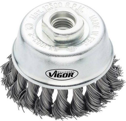 Vigour Topfbürste V6801-65 aus Edelstahl für Winkelschleifer in Silber - Bild 1