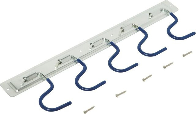 LUX-TOOLS Geräteleiste aus Stahl mit 5 Haken und PVC-Beschichtung in Silber - Bild 1