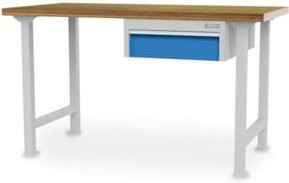 Bedrunka+Hirth Reihenwerkbank mit Hängeschubladenblock und Stahlblechgestell, grau/multicolour, B/T/H: 200 x 75 x 85,9 cm - Bild 1