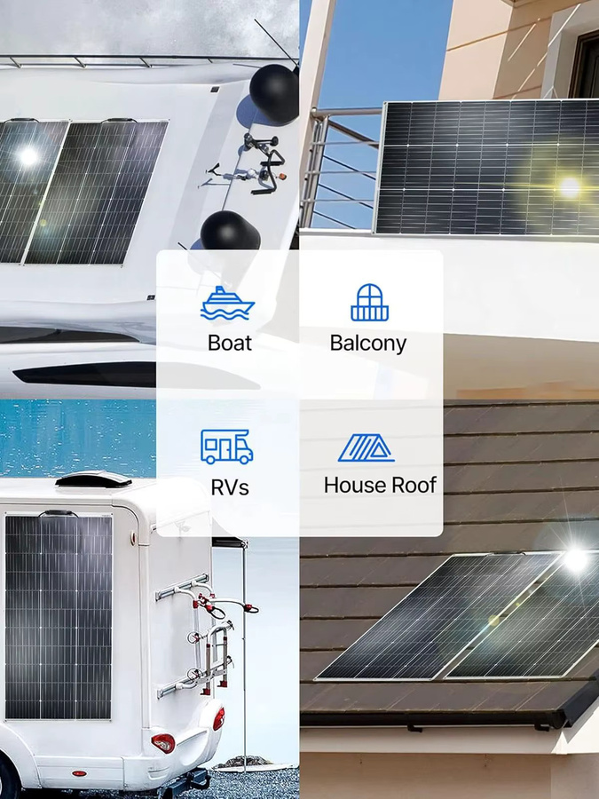 JINGYANGPV Set aus 2 flexiblen Solarpanels mit insgesamt 250W (2 x 125W), Farbe Schwarz, 23% Umwandlungseffizienz für Balkonkraftwerke, Wohnmobile und Boote - Bild 6