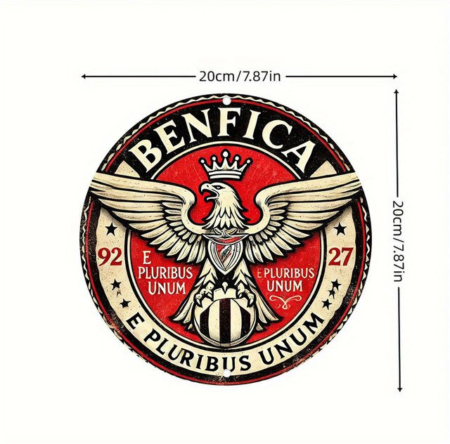 Potdemiel Benfica Football Club Wanddekoration aus Metall, rund, rot, Durchmesser: 20 cm - Bild 1