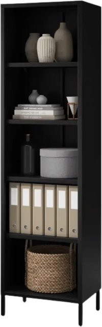 DELUKE Bücherregal Metall Schwarz mit 5 verstellbaren Ebenen, H x B x T: 180 x 50 x 35 cm - Bild 1
