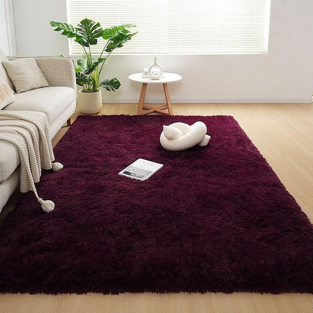 ZZ HOME Schachbrett-Plüschteppich in Claret, weicher Shaggy-Teppich für Wohnzimmer und Schlafzimmer, B/T: 160 x 230 cm - Bild 1