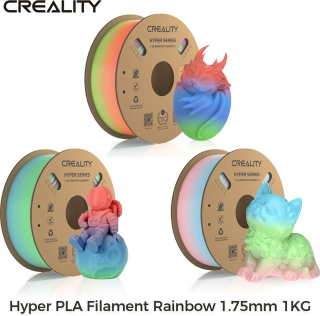 Creality Hyper PLA-Filament Regenbogen, 1 kg, 1,75 mm, Mehrfarbiges Hochgeschwindigkeits-Filament für FDM 3D-Drucker - Bild 1