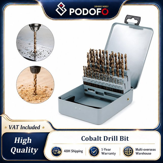 Podofo 51-teiliges HSS-Cobalt Bohrerset in Silber für Edelstahl, Metall und Holz - Bild 1