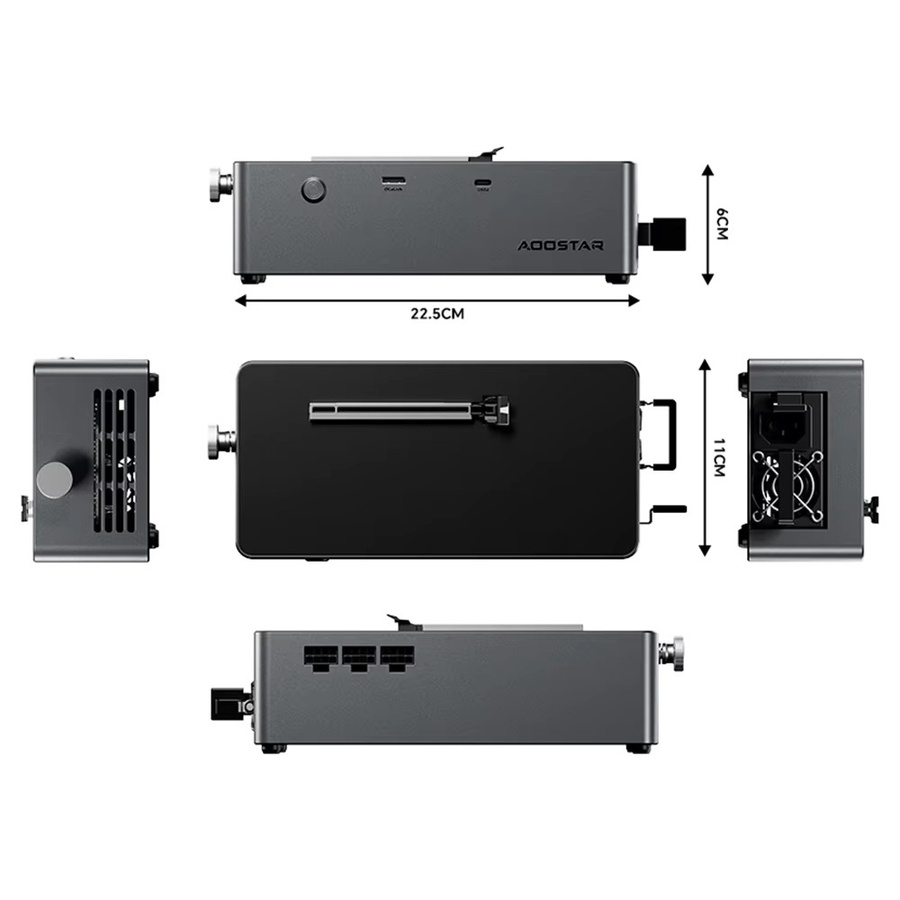 AOOSTAR AG02 EGPU-Dock in Schwarz mit Oculink- und USB4-Anschluss, 100W Rückwärtsladung und integriertem 800W-Netzteil inklusive TGX-Schnittstelle für Hot-Swap - Bild 4