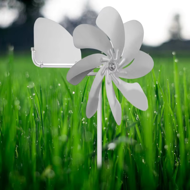 R2LD Windmühle als Gartendekoration aus Metall in Silber, 360 Grad drehbar - Bild 3
