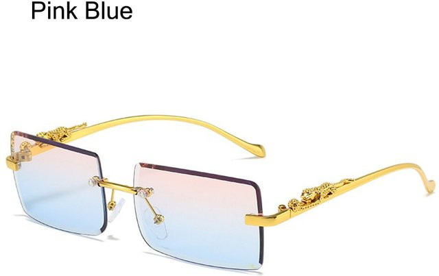 Yiran bag Sonnenbrille, rechteckig, randlos, Metall, Unisex, Pink Blue White Multicolour - Bild 1