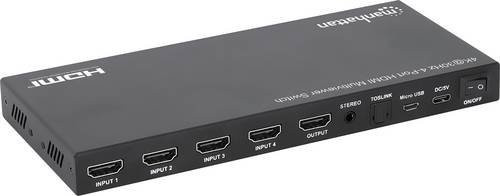 Manhattan HDMI-Switch mit Metallgehäuse in Schwarz, Ultra HD 4K, Multi-View-Modus, USB-C PD und Fernbedienung - Bild 1