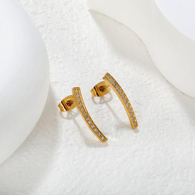 LUXUSTEEL Ohrringe, Edelstahl, Gold, Diamant, Zirkonia, Damen - Bild 1