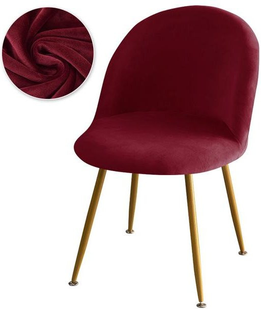 Elastischer Stuhlbezug aus Samt in Rosa mit rundem Boden für Esszimmer und Schminktisch - Bild 1