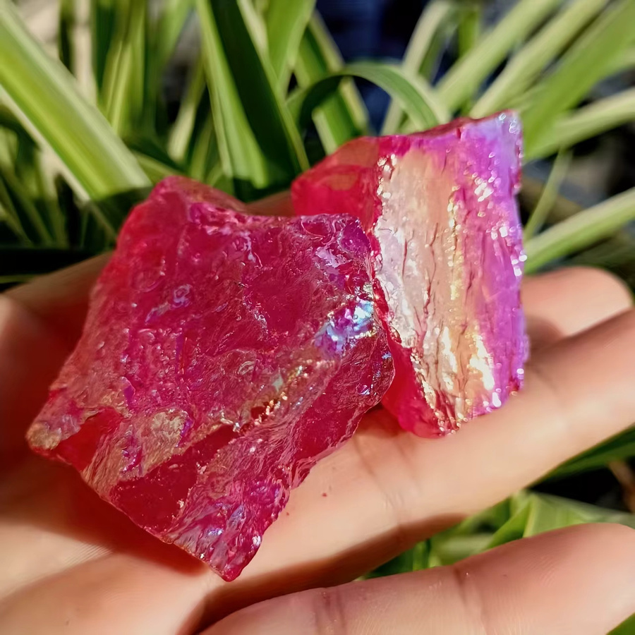 Aura-Klarquarz von CrystalHola, roter Rohstein als hochwertiger Mineralkristall, 100 g - Bild 3