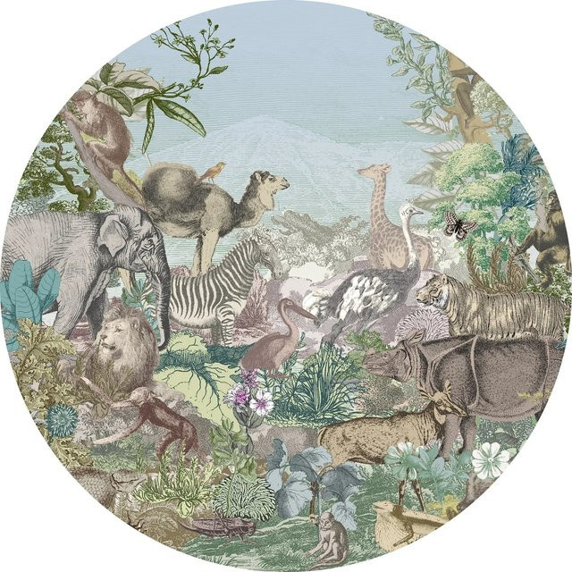 Selbstklebende Komar Vliesfototapete Dot Animal Kingdom in Multicolour, Durchmesser: 125 cm - Bild 1