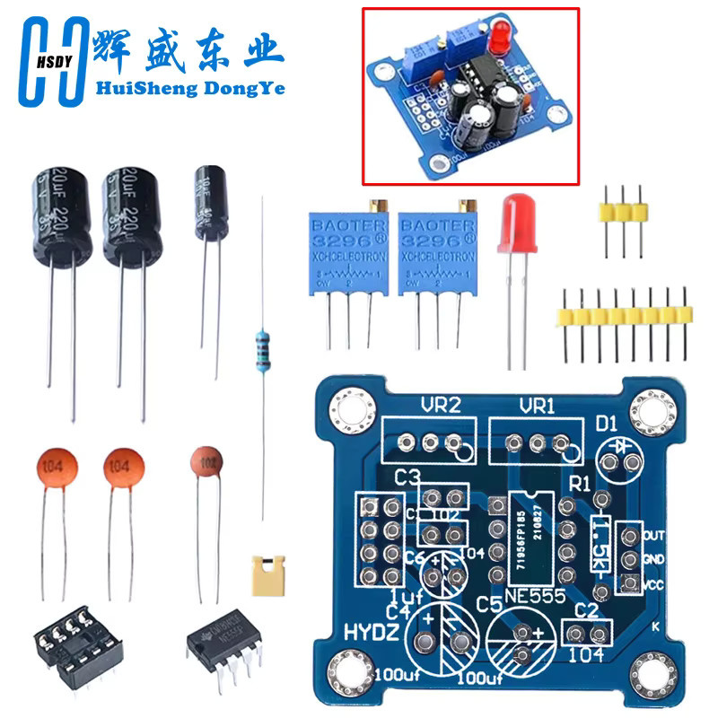 HUISHENGYUFA NE555 Pulsgenerator DIY Kit als einstellbares Modul für Arbeitszyklus und Frequenz, Rechteckwellen-Signalgenerator, Blau - Bild 3
