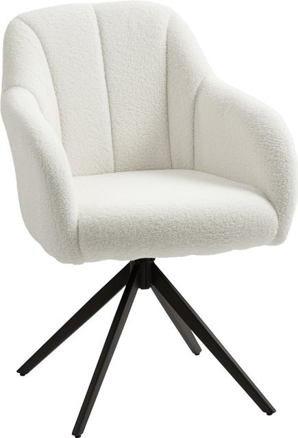 HOMCOM Loungesessel drehbarer Relaxsessel mit Teddyfleece-Effektgewebe und Stahlfüßen in Weiß - Bild 1