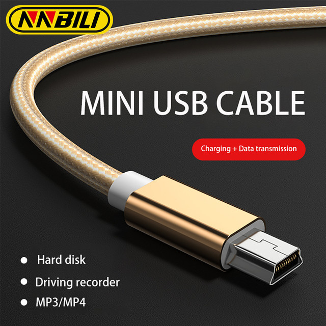 NNBILI Mini USB zu USB Daten- und Ladekabel für MP3 MP4 Player, GPS und Digitalkameras in Pink und Gold - Bild 1