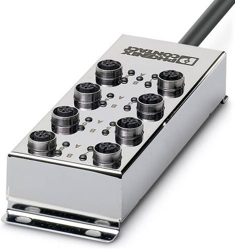 Phoenix Contact SACB-8/16-L- 5,0PVC FB 1555541 Sensor/Aktorbox passiv M12-Verteiler mit Metallgewinde in Silber - Bild 1