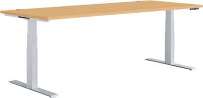 Schäfer Shop Genius Schreibtisch MODENA FLEX, elektrisch höhenverstellbar, Rechteck, T-Fuß, B: 180 cm, T: 80 cm, Farbe: Buche/weißalu - Bild 1