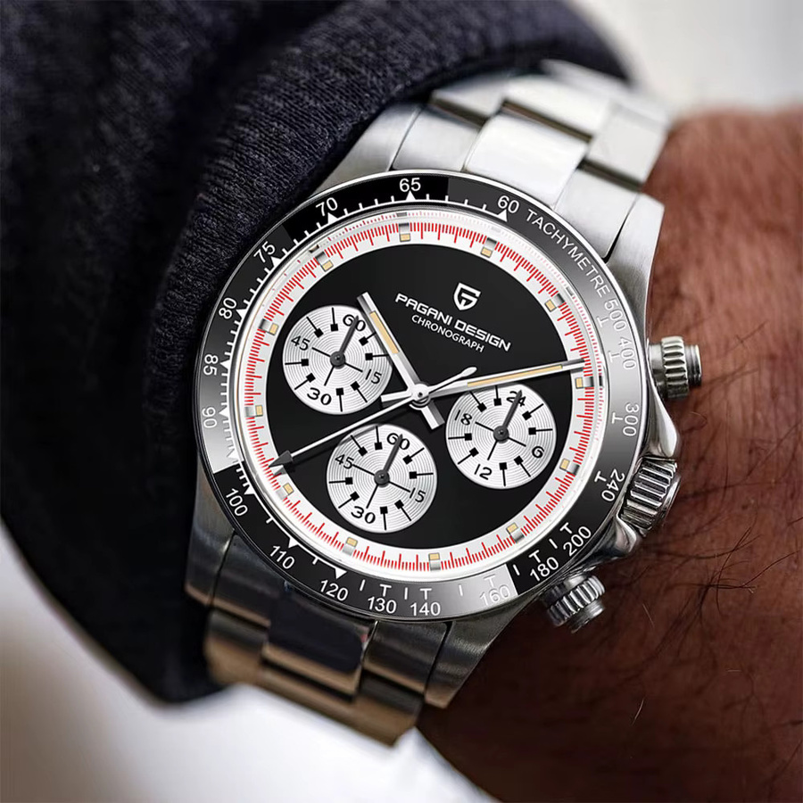 PAGANI DESIGN Chronograph, Quarz, Edelstahl, 40 mm, Schwarz, Herren - Bild 2
