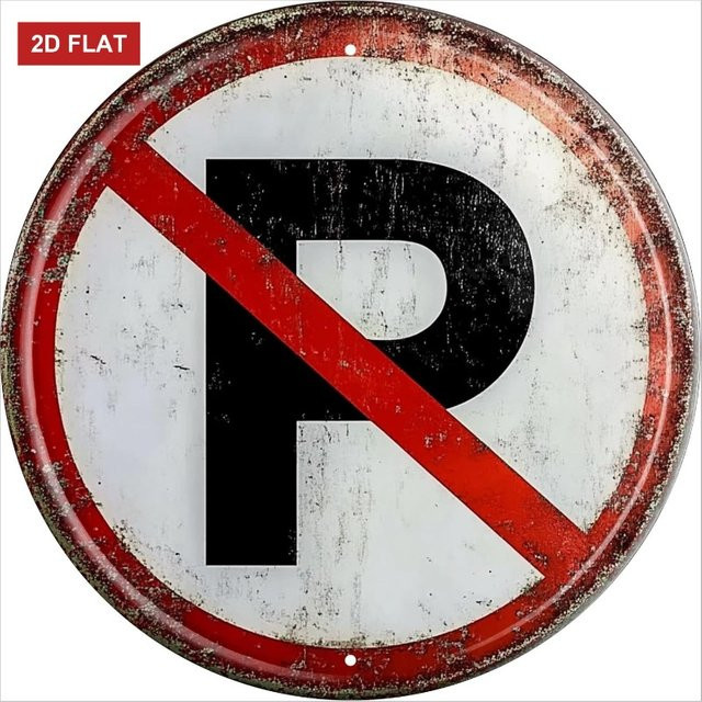 Vintage Metallschild CIFBUY No Parking rund in Weiß Durchmesser: 20 cm - Bild 1