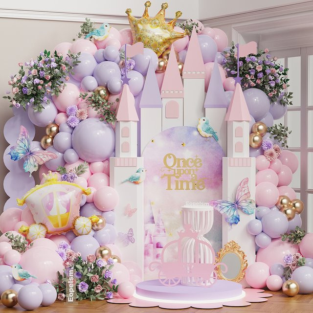 BALONAR Ballon Girlande Set Rosa Prinzessin Schloss Vintage mit Krone Folienballons für Geburtstag, Baby Shower oder Hochzeit - Bild 1