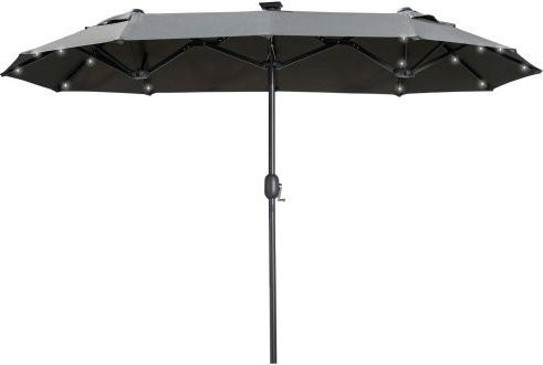 MUVOE Garten Sonnenschirm Oval mit Solare LED in Grau, neigbar und windfest, B: 295 cm, T: 219 cm - Bild 1